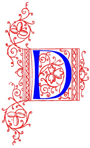 FOBO - Decorative initial letter D from fifteenth Century Nos. 4 and 5.