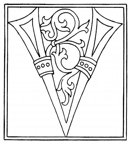 FOBO - clipart: initial letter V from late 15th century printed book